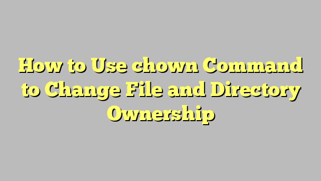 How to Use chown Command to Change File and Directory Ownership