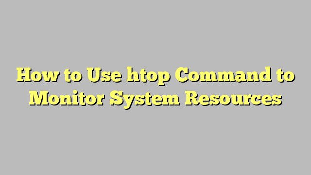 How to Use htop Command to Monitor System Resources