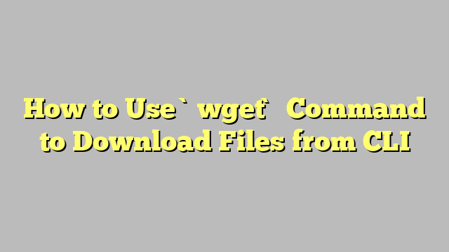 How to Use `wget` Command to Download Files from CLI