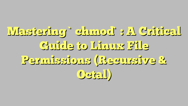 Mastering `chmod`: A Critical Guide to Linux File Permissions (Recursive & Octal)