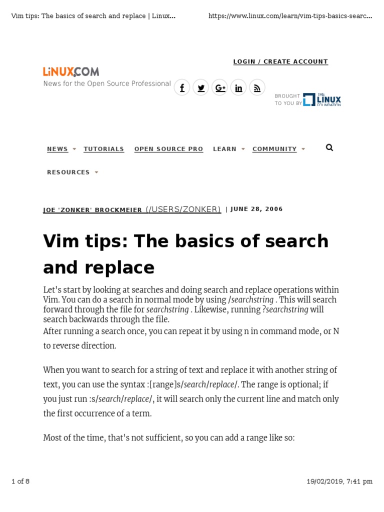 How to Search in Vim / Vi illustration