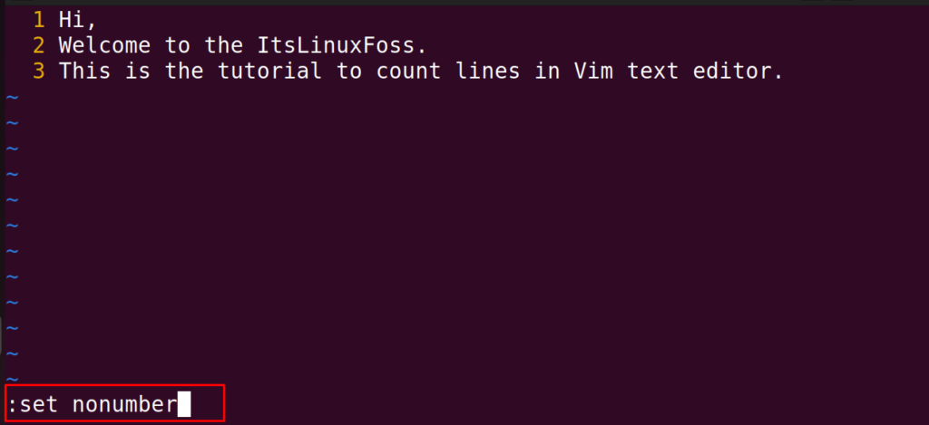 How to Show Line Numbers in Vim / Vi illustration