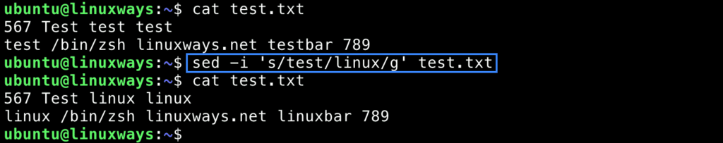 How to Use sed to Find and Replace String in Files example