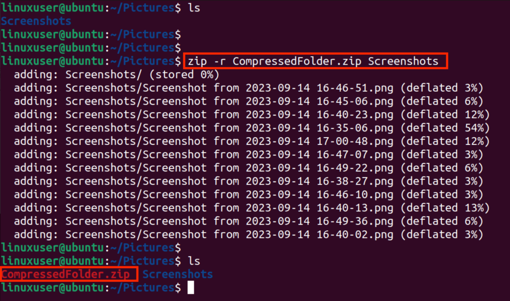 How to Zip Files and Directories in Linux example