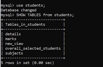List (Show) Tables in a MySQL Database example
